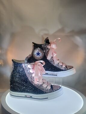 Converse Glitter High-Top Sneakers in Black and Pink
